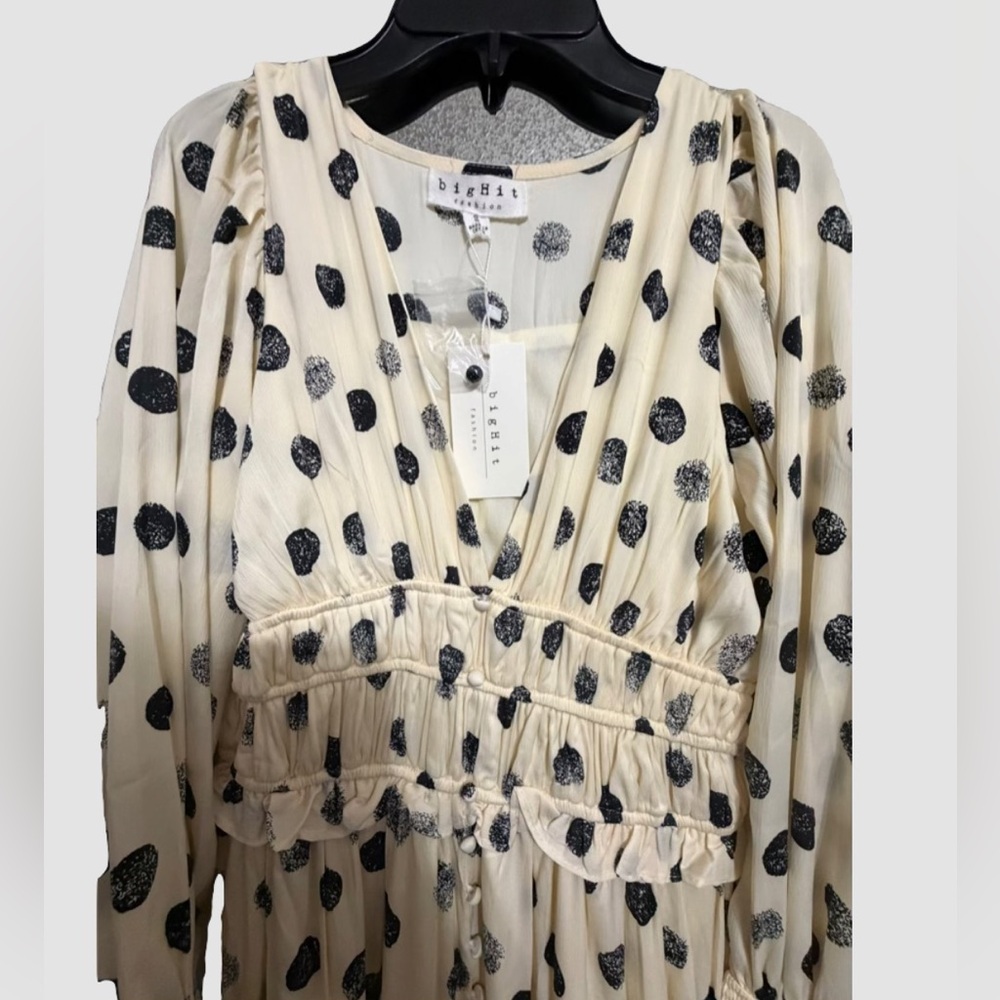 Black & Cream Polka Dot Dress - Picture 3 of 8